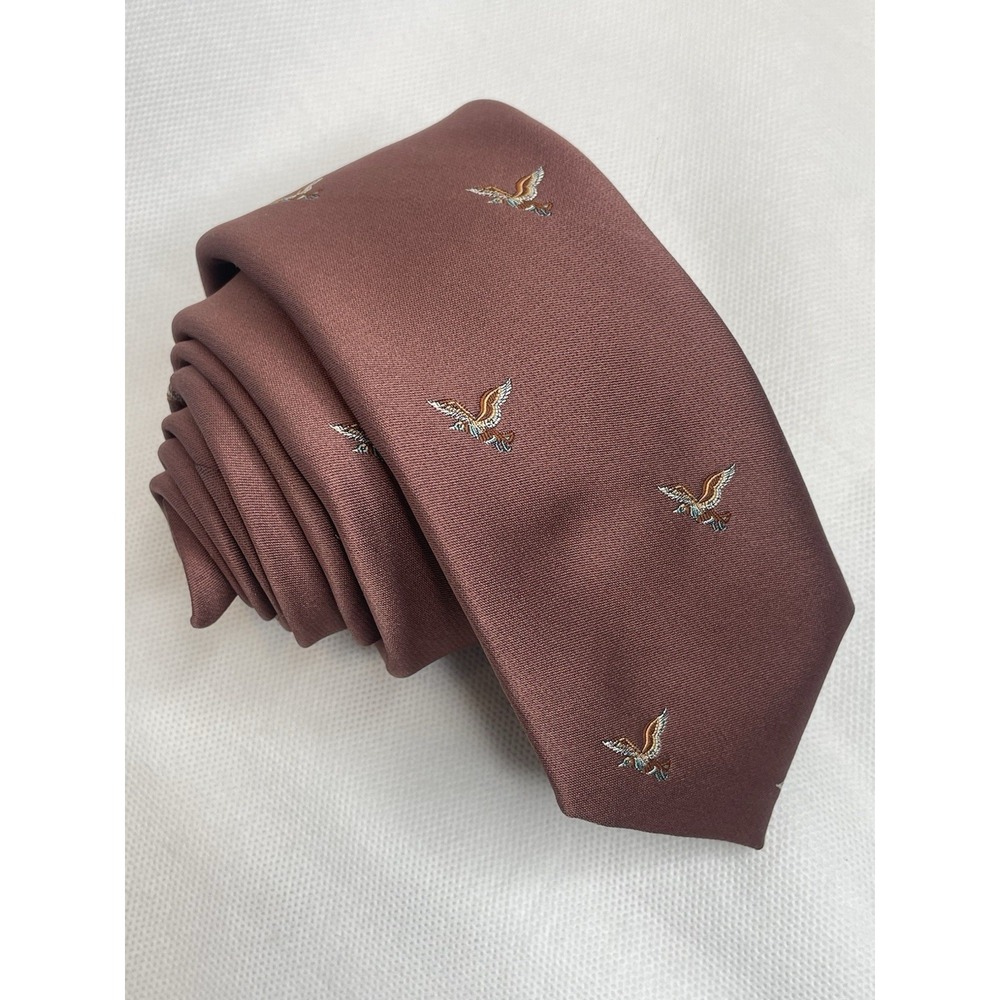 Vintage Oleg Cassini Marchese Weiss Repp Silk Tie Mauve Embroidered Mallard Duck